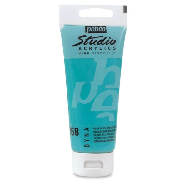 Pebeo Studio Yüksek Viskoziteli Metalik Akrilik Boya 100 ml Iridescent Green Blue 358 ürün görseli 1