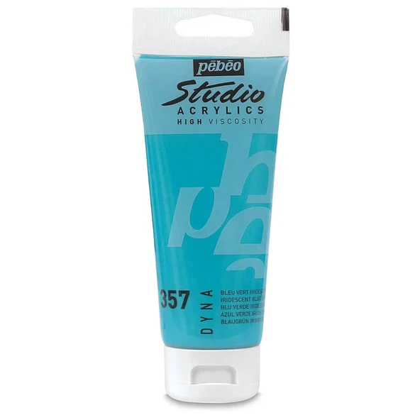 Pebeo Studio Yüksek Viskoziteli Metalik Akrilik Boya 100 ml Iridescent Blue Green 357 ürün görseli 1