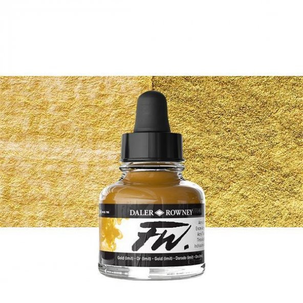 Daler Rowney Fw Acrylic Artisits Ink 29.5 ml Damlalıklı Cam Şişe Shimmering Gold 709 ürün görseli 1