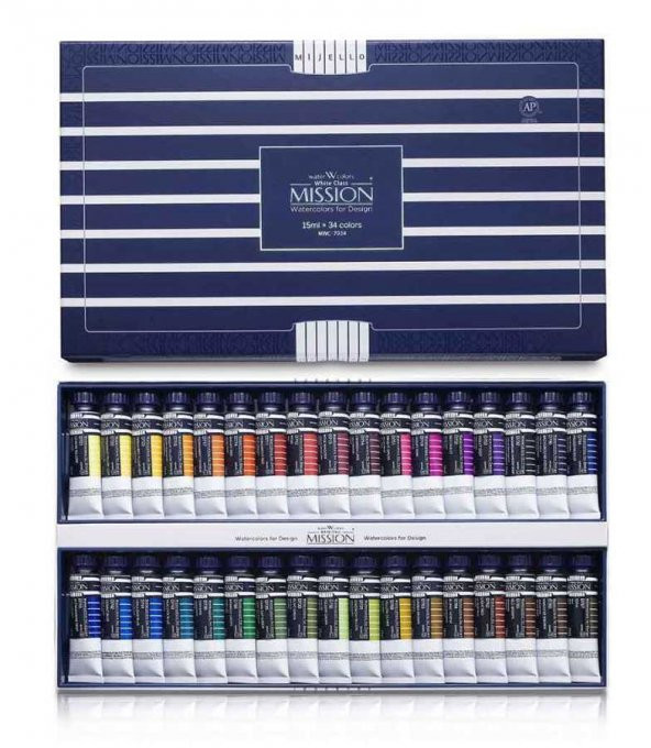 Mijello Mission White Class Pigment Sulu Boya 15ml x 34 Renk ürün görseli 1