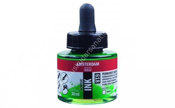 Amsterdam Sıvı Akrilik Mürekkep 30ml 618 Permanent Green Light ürün görseli 1