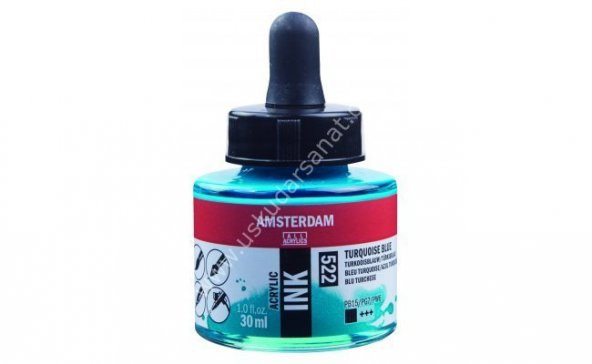 Amsterdam Sıvı Akrilik Mürekkep 30ml 522 Turquoise Blue ürün görseli 1