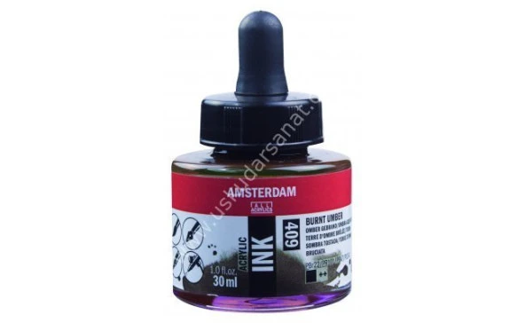 Amsterdam Sıvı Akrilik Mürekkep 30ml 409 Burnt Umber ürün görseli 1