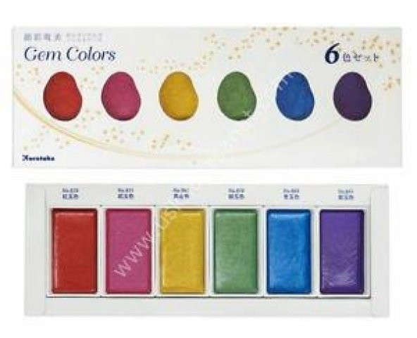 Zig Kuretake Gansai Tambi Gem  Metalik-  6 Renk MC20GC/6V ürün görseli 1