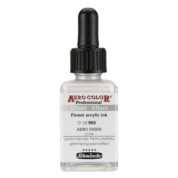 Schmincke Aero Color Profesyonel Akrilik Mürekkep 28 ml Aero Shine Silver 900 ürün görseli 1