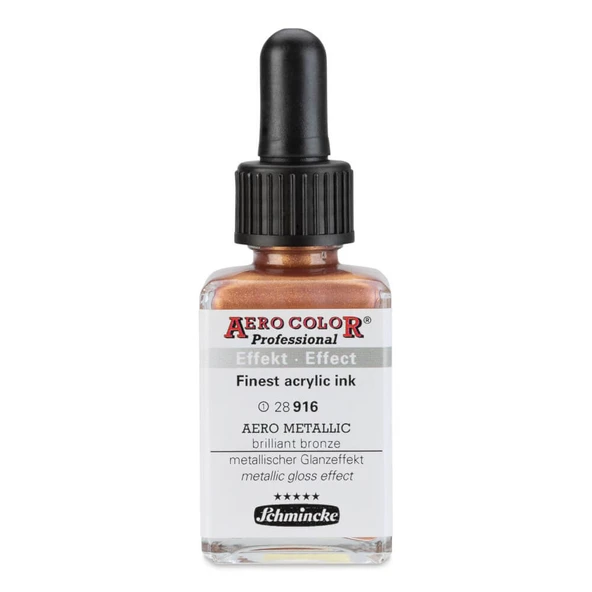 Schmincke Aero Color Profesyonel Akrilik Mürekkep 28 ml Aero Metallic Brilliant Bronze 916 ürün görseli 1
