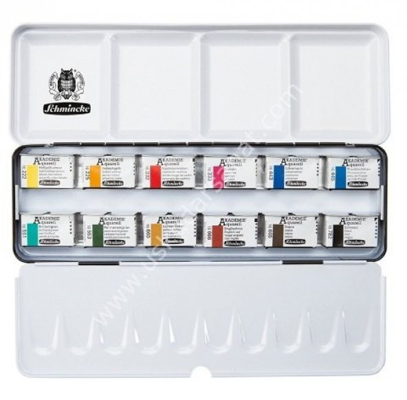 Schmincke Akademie Metal Kutu Suluboya Set 12 x 1/1 Tam Tablet ürün görseli 1