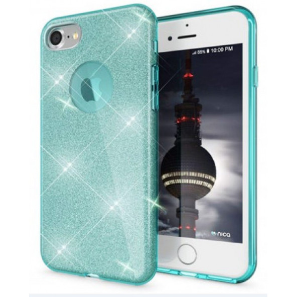 Apple iphone 7/8 için Simli Parlayan Slikon Kılıf - Resim 4