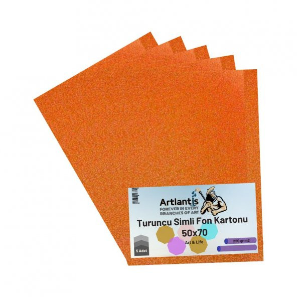 Turuncu Simli Karton 50x70 5 Adet Artlantis Simli Karton Turuncu 5 Adet 50*70 ürün görseli 1