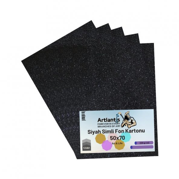 Siyah Simli Karton 50x70 5 Adet Artlantis Simli Karton Siyah 5 Adet 50*70 ürün görseli 1