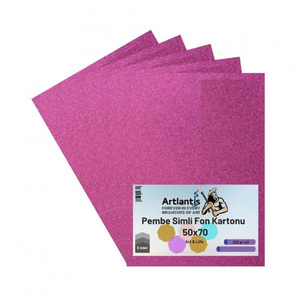 Pembe Simli Karton 50x70 5 Adet Artlantis Simli Karton Pembe 5 Adet 50*70 ürün görseli 1