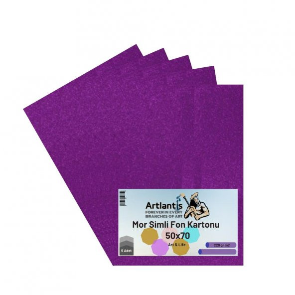 Mor Simli Karton 50x70 5 Adet Artlantis Simli Karton Mor 5 Adet 50*70 ürün görseli 1