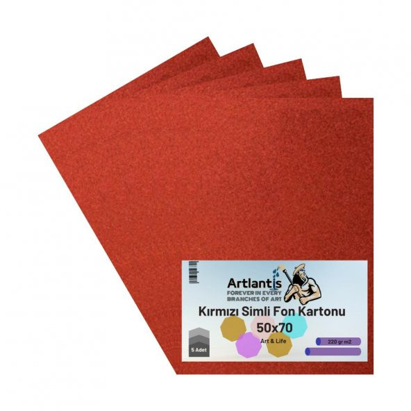 Kırmızı Simli Karton 50x70 5 Adet Artlantis Simli Karton Kırmızı 5 Adet 50*70 ürün görseli 1