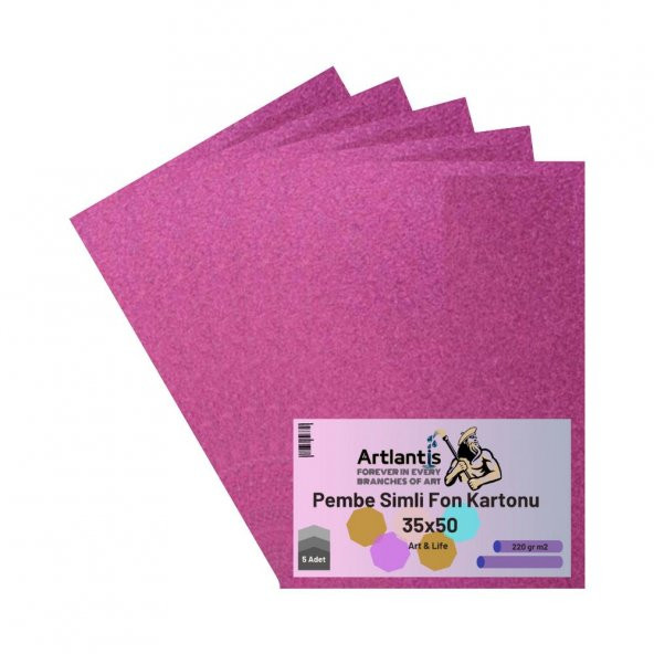 Pembe Simli Karton 35x50 5 Adet Artlantis Simli Karton Pembe 5 Adet 35*50 ürün görseli 1