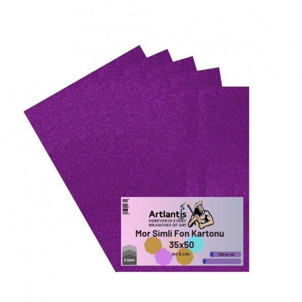 Mor Simli Karton 35x50 5 Adet Artlantis Simli Karton Mor 5 Adet 35*50 ürün görseli 1