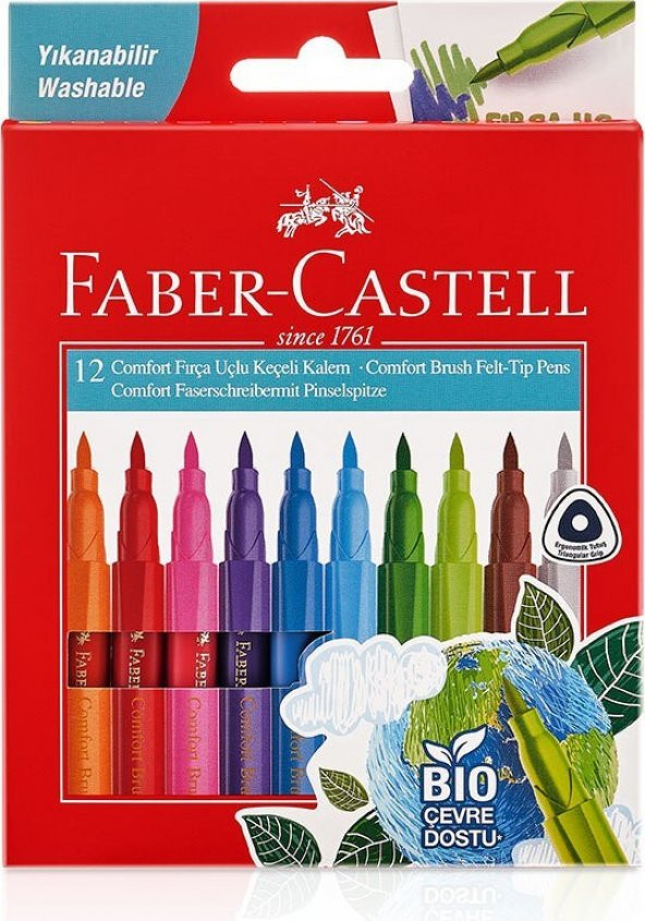 Faber-Castell Comfortbıo Fırça Uçlu Keçeli Kalem 12’li ürün görseli 1