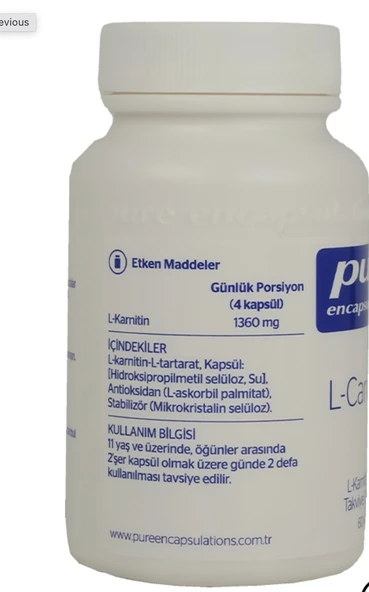 Pure Encapsulations L-Carnitine 60 Kapsül - Resim 2