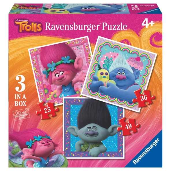 Ravensburger 25-36-49 Parçalı Puzzle Disney Trolls Ravensburger 4 Yaş ve Üzeri Çocuk Yapbozları Serisi ürün görseli 1