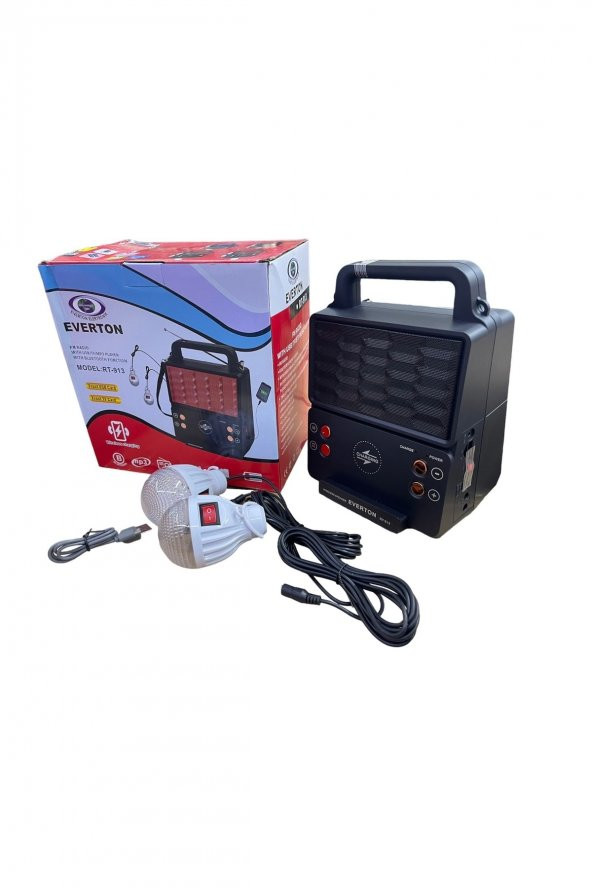 Everton Rt-913 Şarjlı Fm/usb/bt Güneş Enerjili 2 Ampullü Solar Set (KABLOSUZ TELEFON ŞARJ) Özelikli ürün görseli 1