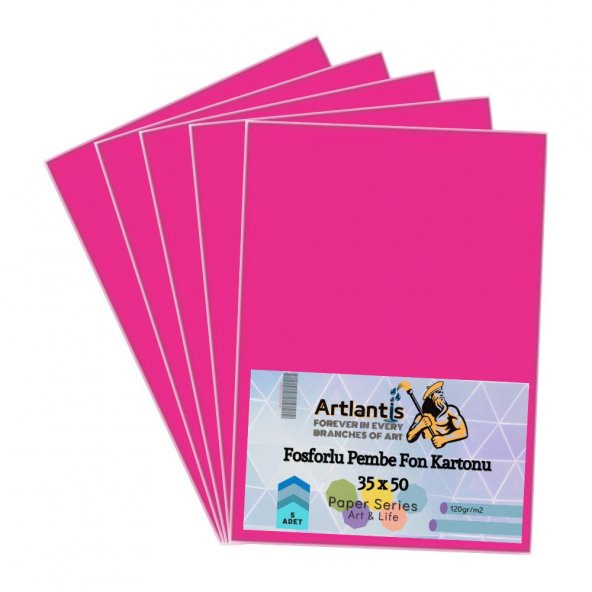 Fon Kartonu Fosforlu Pembe 35x50 5 Adet Artlantis Fosforlu Fon Kartonu Pembe 35*50 5 Adet ürün görseli 1