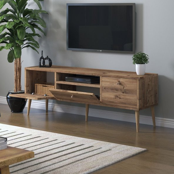 Mbes Mobilya Beyza Ahşap Ayaklı 140 Cm Atlantik Çam Tv Sehbası ürün görseli 1