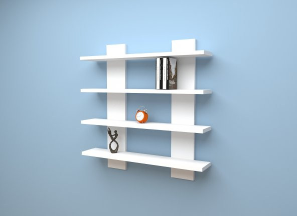 Dekoratif H Model Raf Beyaz - Resim 2