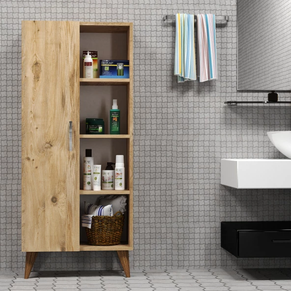 Star Tek Kapılı 4Raflı Çok Amaçlı Dolap Çam- BDL0202 ürün görseli 1