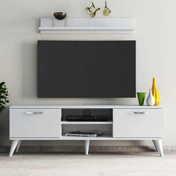 Safir 138 lik L Raflı Tv Ünitesi Beyaz - TVU0401 ürün görseli 1