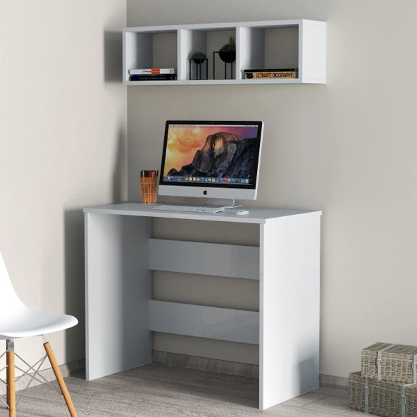 Çalışma Masası Raflı Beyaz - CLM0201 - Resim 2