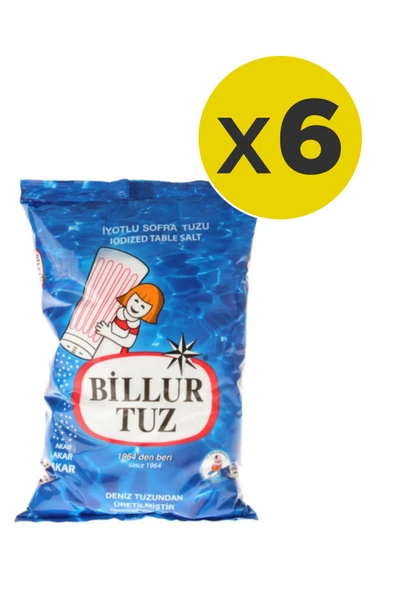 Billur Tuz 1,5 kg Rafine İyotlu x 6 Adet ürün görseli 1