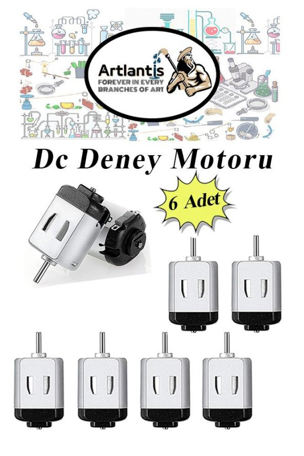 Deney Motoru 3 Volt 6 Adet 3v - 6 v Dc Yüksek Devir Dinamo Motoru Okul Hobi Mini Motor 2 Adet Pille Çalışır ürün görseli 1