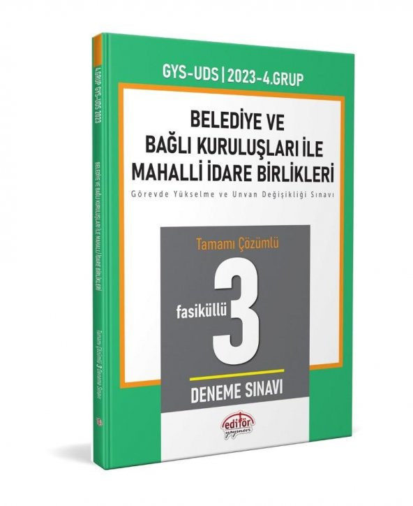2023 Mahalli İdareler 4. Grup Tamamı Çözümlü 3 Deneme Sınavı Editör Yayınları ürün görseli 1