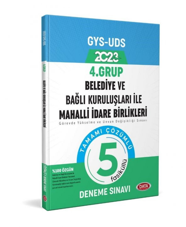 2023 Mahalli İdareler 4. Grup Tamamı Çözümlü 5 Deneme Sınavı Data Yayınları ürün görseli 1