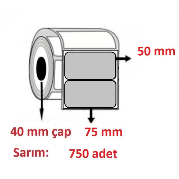 75X50 SILVER MAT ETİKET ( 750 li ) ürün görseli 1