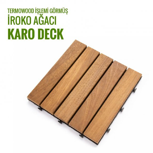 SUNSOE İroko Ağacı Balkon Bahçe Ahşap Yer Döşemesi Karo Deck 30x30 Cm 1 Adet (0,09m2) ürün görseli 1