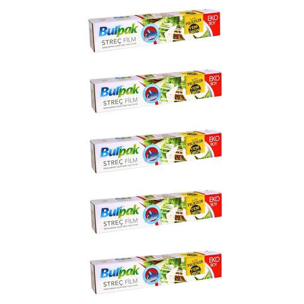 Burpak Sarı Şeffaf Mutfak Rulo Streç Film Folyo - 45 Cm. x 166 Metre - 9 Mikron - Gıdaya Uygun - 5 Paket ürün görseli 1