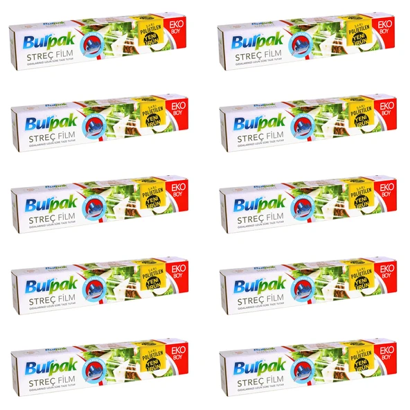 Burpak Sarı Şeffaf Mutfak Rulo Streç Film Folyo - 45 Cm. x 166 Metre - 9 Mikron - Gıdaya Uygun - 10 Paket ürün görseli 1