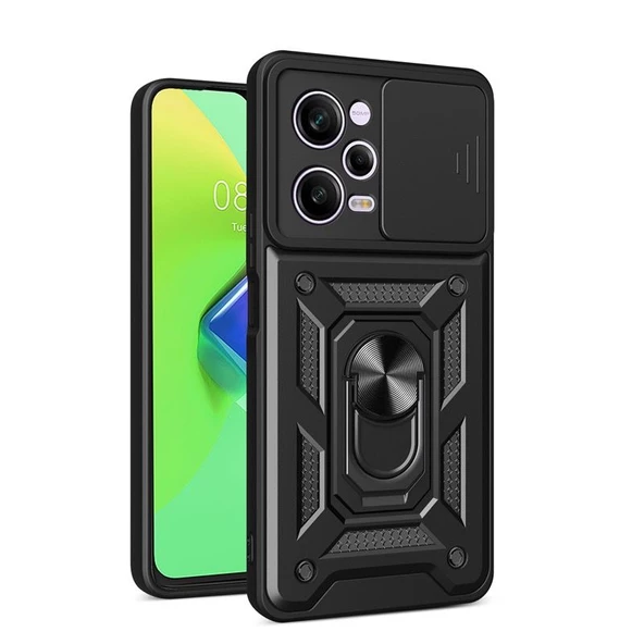 Gpack Xiaomi Redmi Note 12 5G Kılıf Sert Silikon Tank Aramid Sürgülü Vega Yüzüklü ürün görseli 1