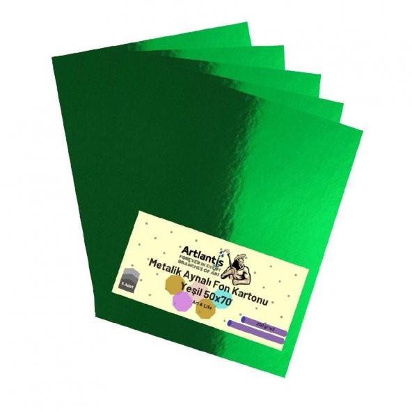 Yeşil 50x70 Metalik Aynalı Fon Kartonu 5 Adet 1 Paket Artlantis Aynalı Metalik Fon Kartonu ürün görseli 1