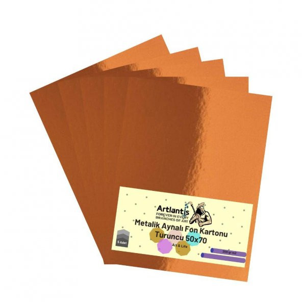 Turuncu 50x70 Metalik Aynalı Fon Kartonu 5 Adet 1 Paket Artlantis Aynalı Metalik Fon Kartonu ürün görseli 1