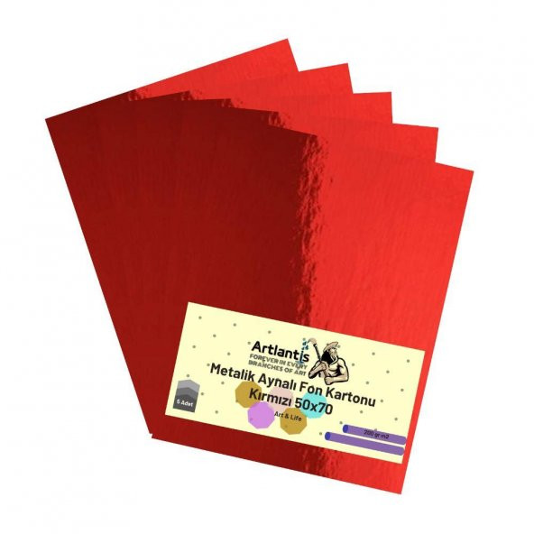 Kırmızı 50x70 Metalik Aynalı Fon Kartonu 5 Adet 1 Paket Artlantis Aynalı Metalik Fon Kartonu ürün görseli 1