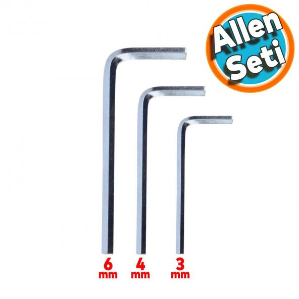 Allen Anahtar Seti 3 Parça Alyan Anahtar Set 3lü ürün görseli 1