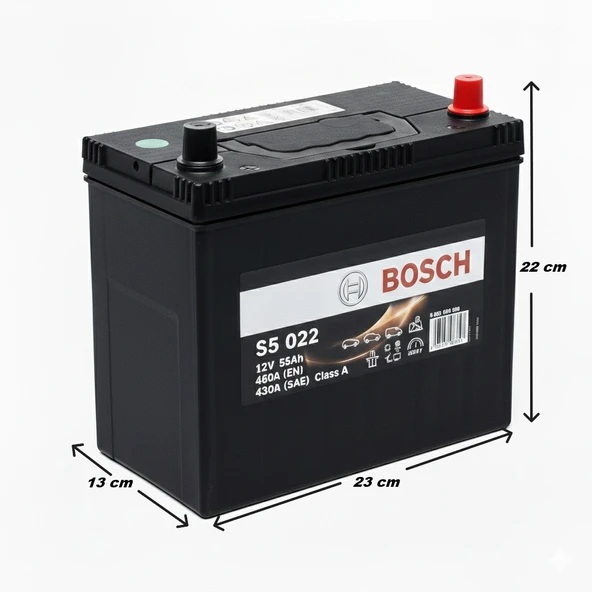 Bosch Akü 12V 55Ah Amper 460A (EN) - Resim 2