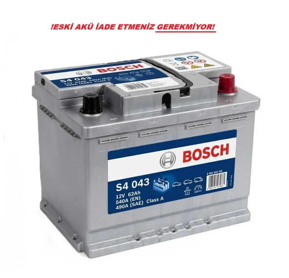Bosch S4 043 Silver 12 V 62 Ah 540Cca Akü-Eski Akü İadesiz ürün görseli 1