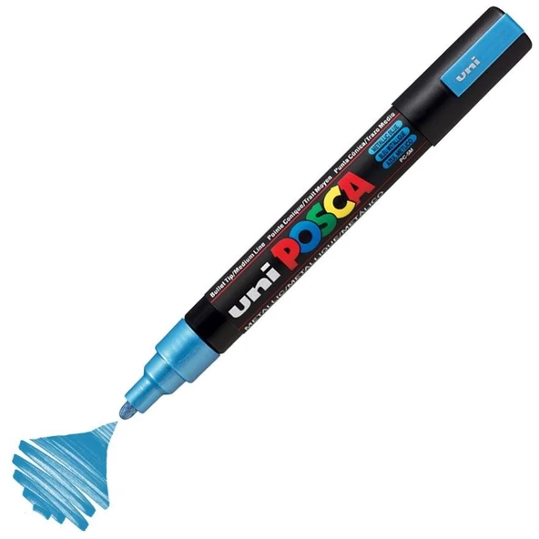UNI POSCA SU BAZLI MARKOR METALIK MAVI (PC-1MR) ürün görseli 1