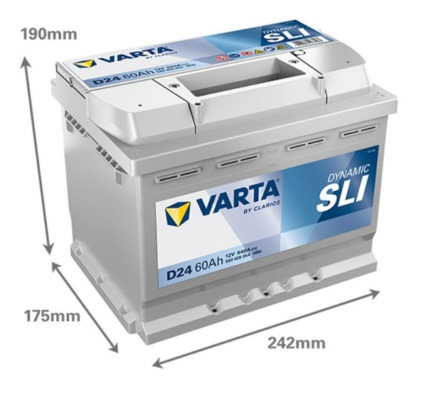 Varta Blue Dynamic D24 12 V 60 Ah 540 CCA Akü - 2025 - Resim 2