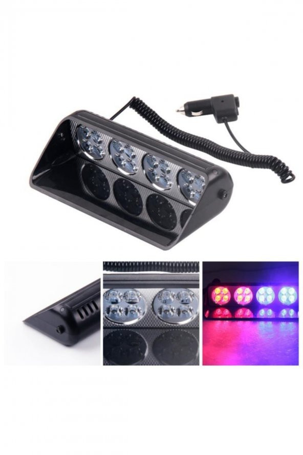 Cam Içi Çakar Lamba Uzaktan Kumandalı 16 Led 24w 12v Kırmızı-mavi / Lapa520 ürün görseli 1