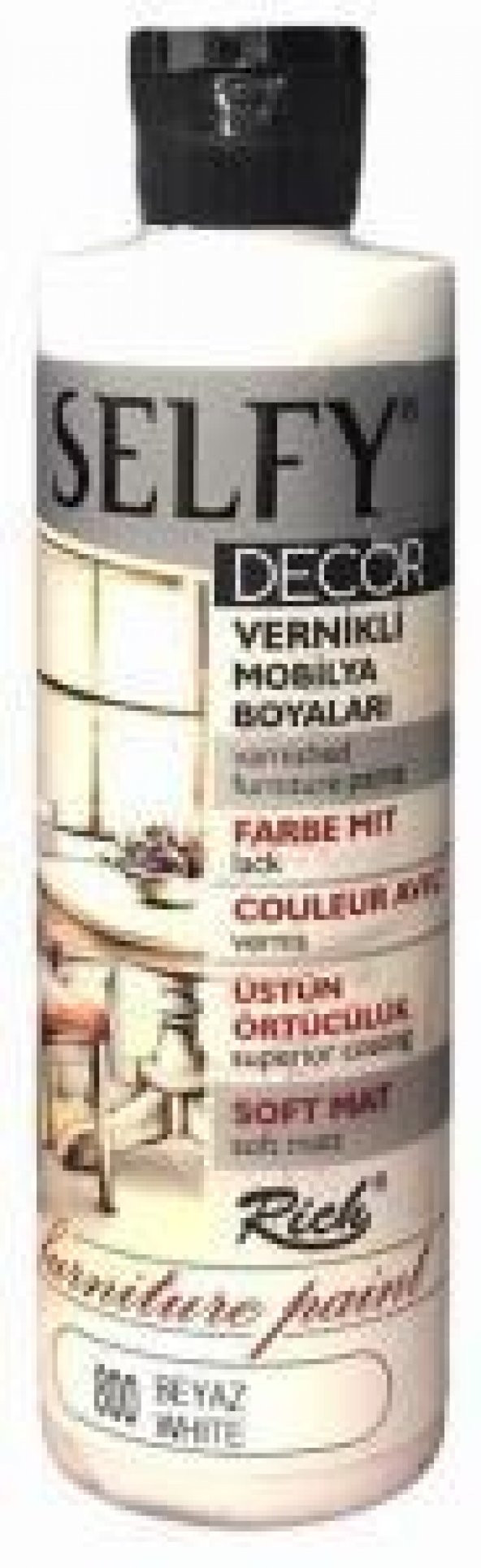 Rich Selfy Decor Vernikli Boya 240cc Beyaz 800 ürün görseli 1