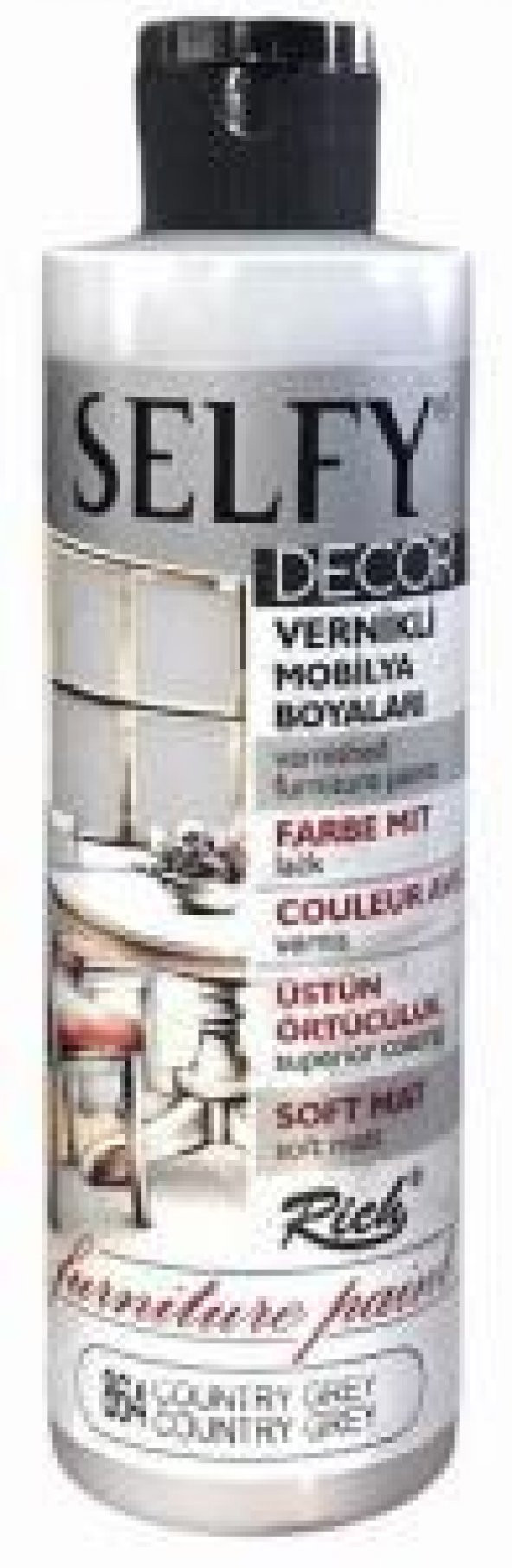 Rich Selfy Decor Vernikli Boya 240cc Country Grey 864 ürün görseli 1