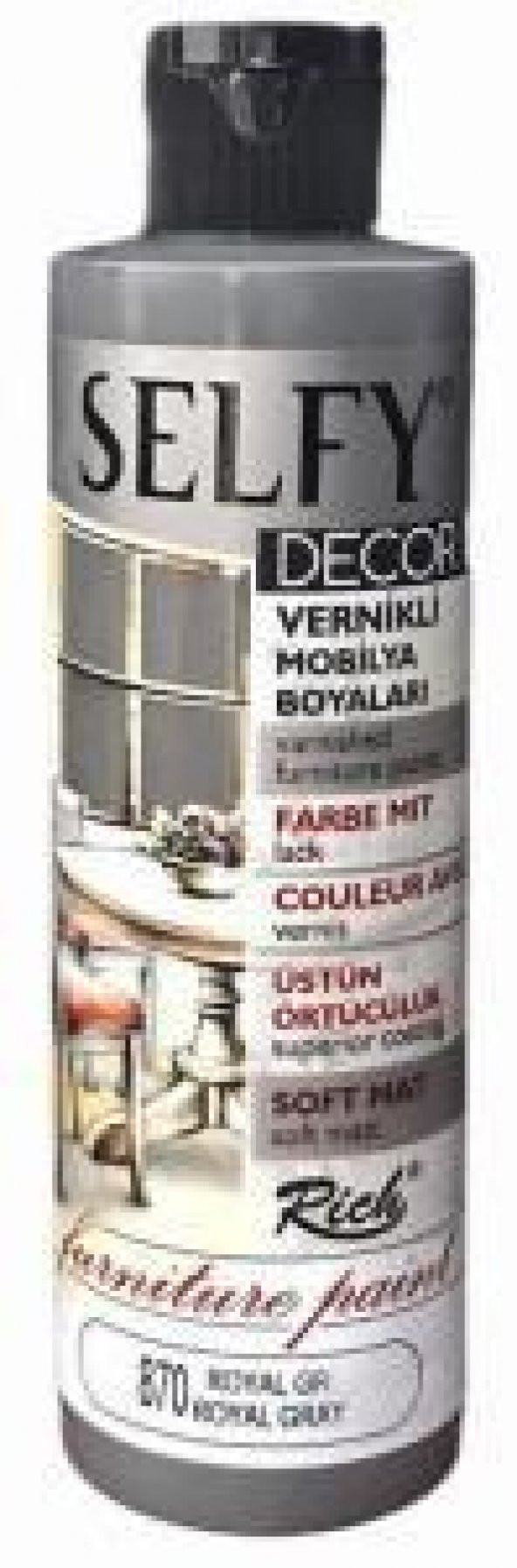 Rich Selfy Decor Vernikli Boya 240cc Royal Gri 870 ürün görseli 1